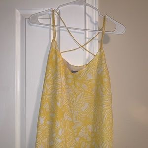 Yellow white floral tank blouse